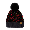 HTE0012 Scarlet Cluster Sequin Pom Beanie - MiMi Wholesale