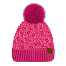 HTE0012 Scarlet Cluster Sequin Pom Beanie - MiMi Wholesale