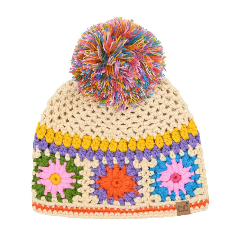 HTE0115 Handmade Crochet Pom Beanie - MiMi Wholesale