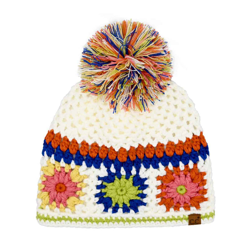 HTE0115 Handmade Crochet Pom Beanie - MiMi Wholesale