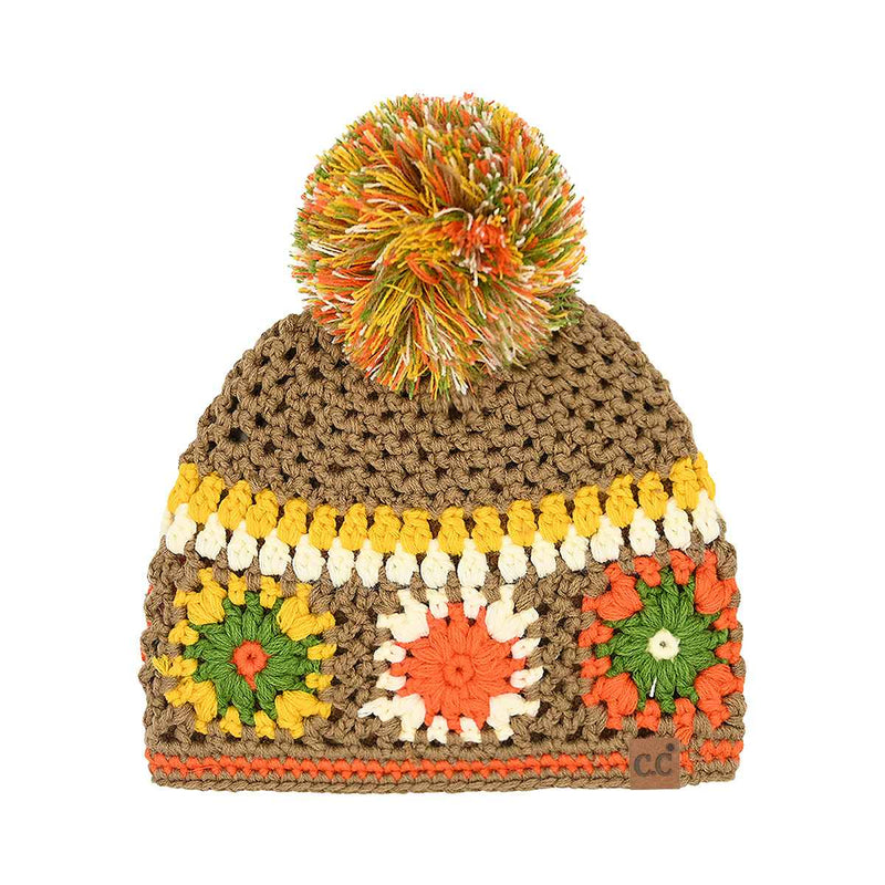 HTE0115 Handmade Crochet Pom Beanie - MiMi Wholesale