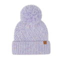 HTE0143 Criss Cross Pattern Yarn Pom Beanie - MiMi Wholesale