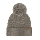 HTE0143 Criss Cross Pattern Yarn Pom Beanie - MiMi Wholesale