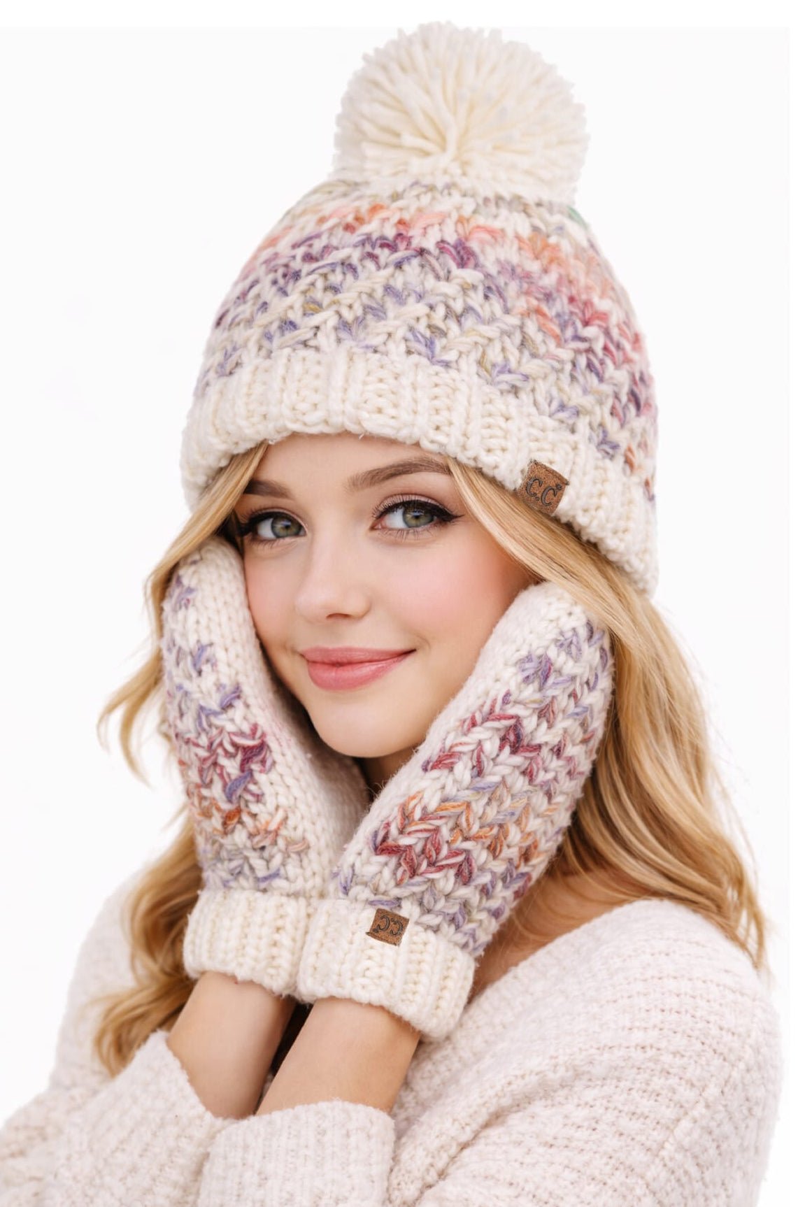 HTE0176 Willow Ombre Seed Stitch Pom Beanie - MiMi Wholesale
