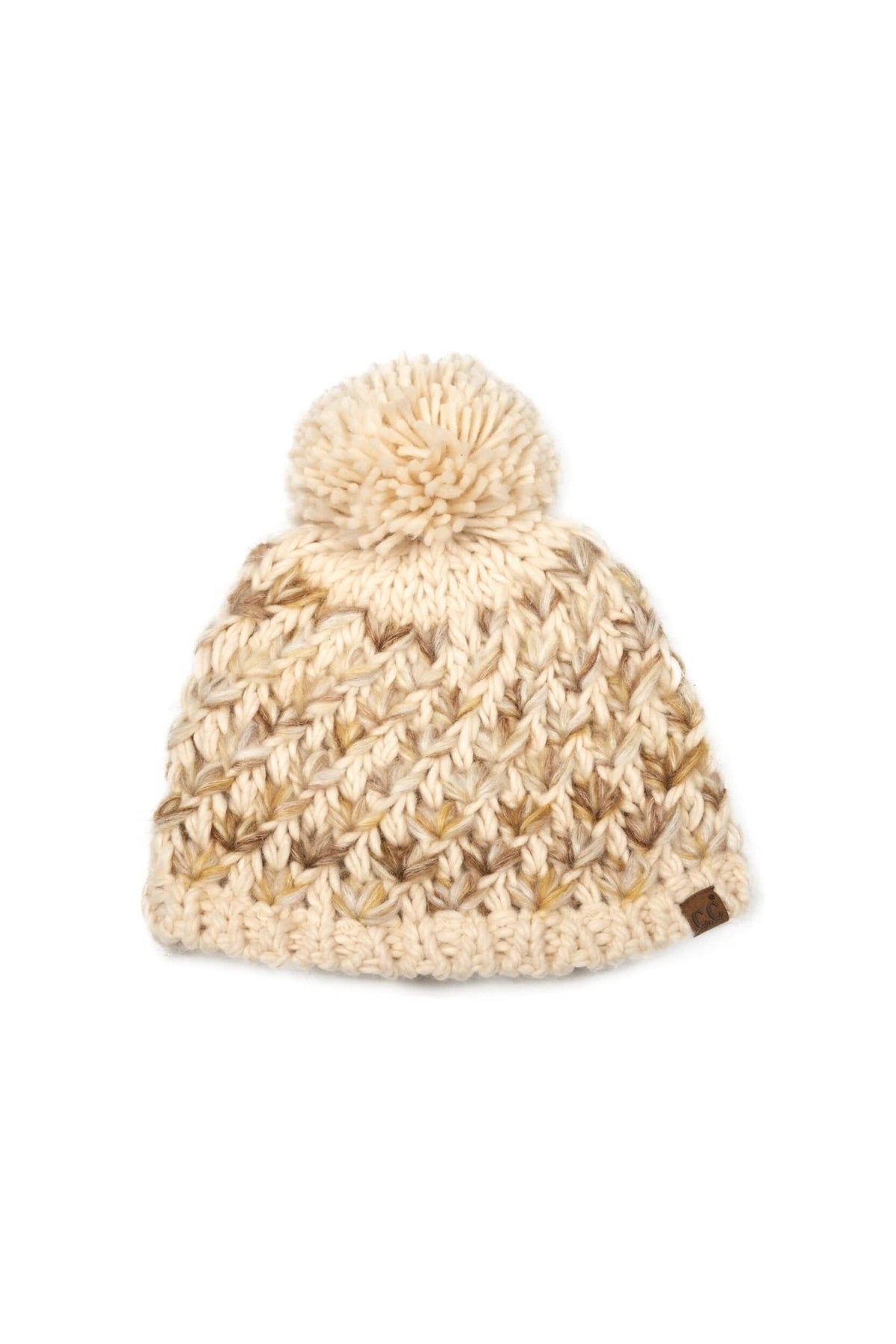 HTE0176 Willow Ombre Seed Stitch Pom Beanie - MiMi Wholesale