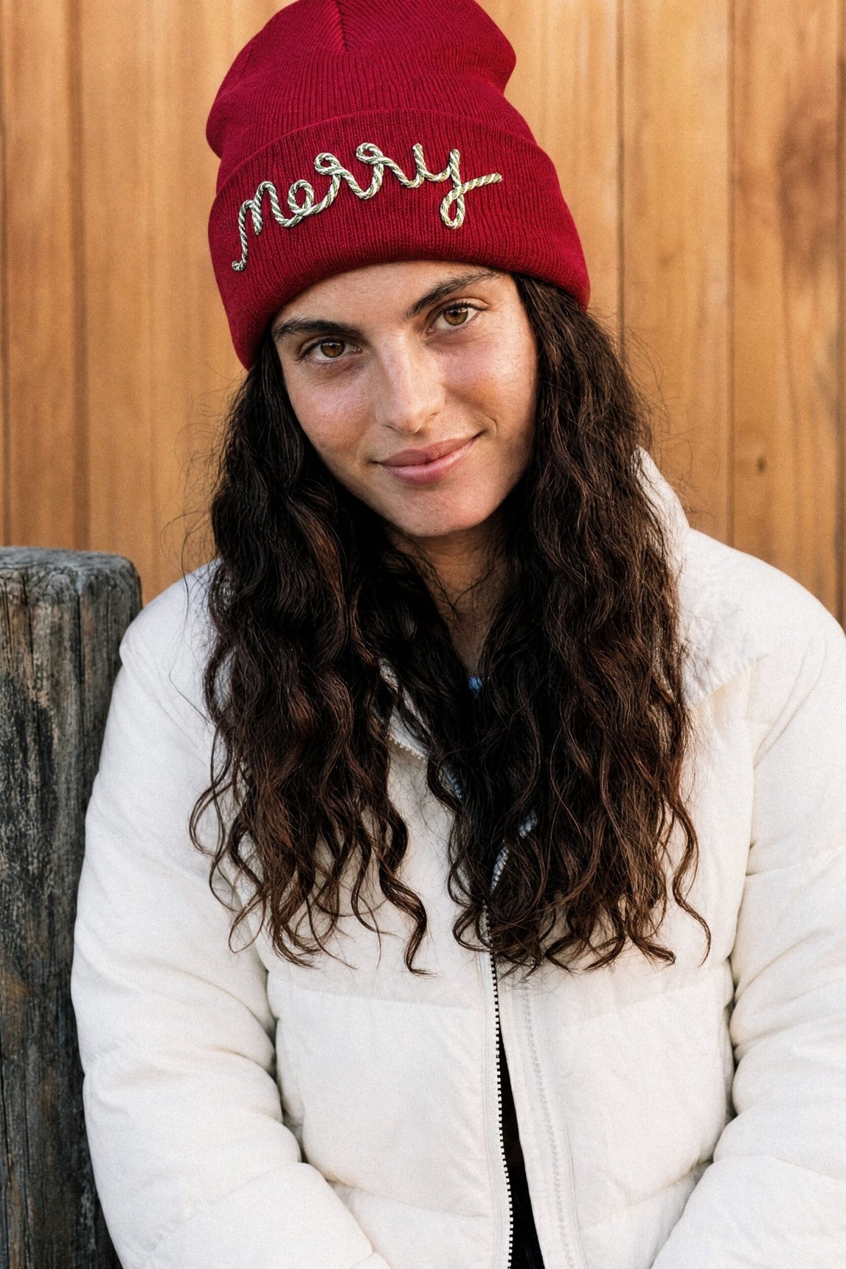 HTE0202 Holly Merry Embroidered Beanie - MiMi Wholesale