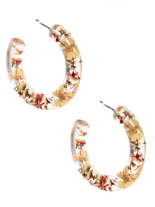 IE0844 Floral Acrylic Hoop Earrings - MiMi Wholesale