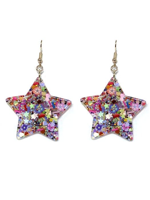 IE1365 America Themed Star Earrings - MiMi Wholesale