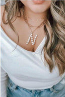 IN0319 Assorted 16 Piece Pearl Initial Necklace Pack - MiMi Wholesale