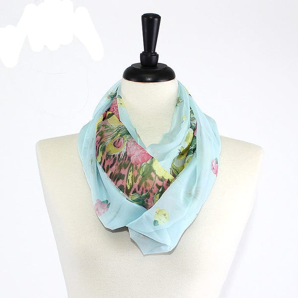 IN6026 Flower Print Infinity Scarf - MiMi Wholesale