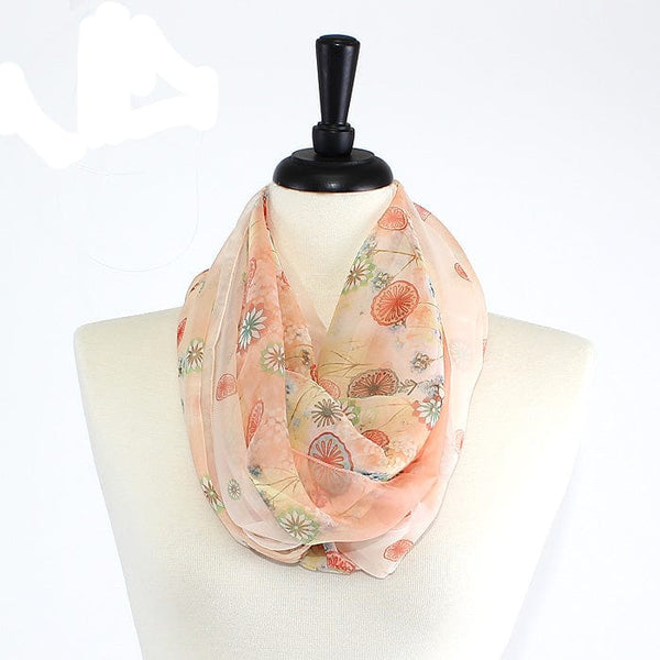 IN6030 Flower Print Infinity Scarf - MiMi Wholesale