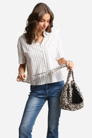 JBG221 Metallic Foil Leopard Straw Crossbody Bucket Bag - MiMi Wholesale