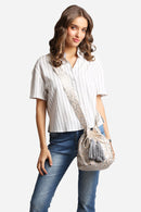 JBG221 Metallic Foil Leopard Straw Crossbody Bucket Bag - MiMi Wholesale