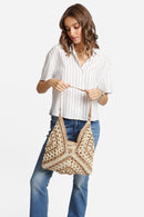 JBG230 Bianca Patterned Straw Hobo Tote Bag - MiMi Wholesale