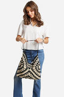 JBG230 Bianca Patterned Straw Hobo Tote Bag - MiMi Wholesale