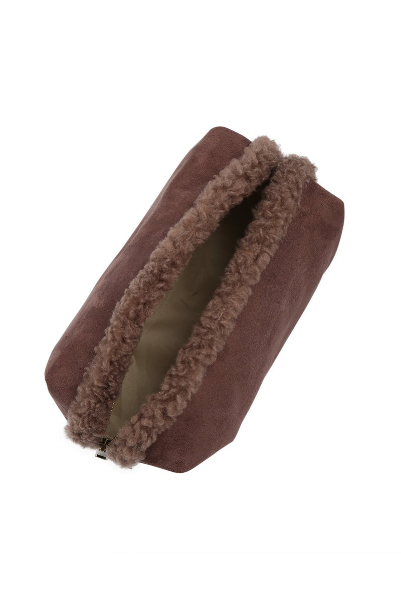 JBG312 Faux Suede and Sherpa Pouch - MiMi Wholesale