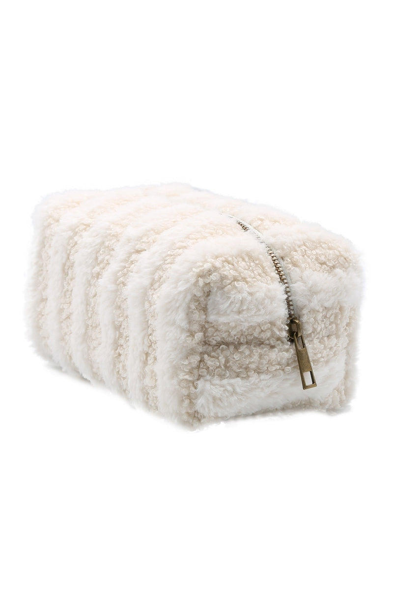 JBG313 Striped Pattern Sherpa Pouch - MiMi Wholesale