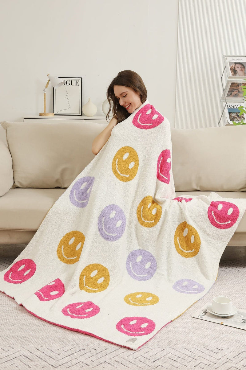 JCL6011 Superlux Multi Color Smiley Blanket - MiMi Wholesale