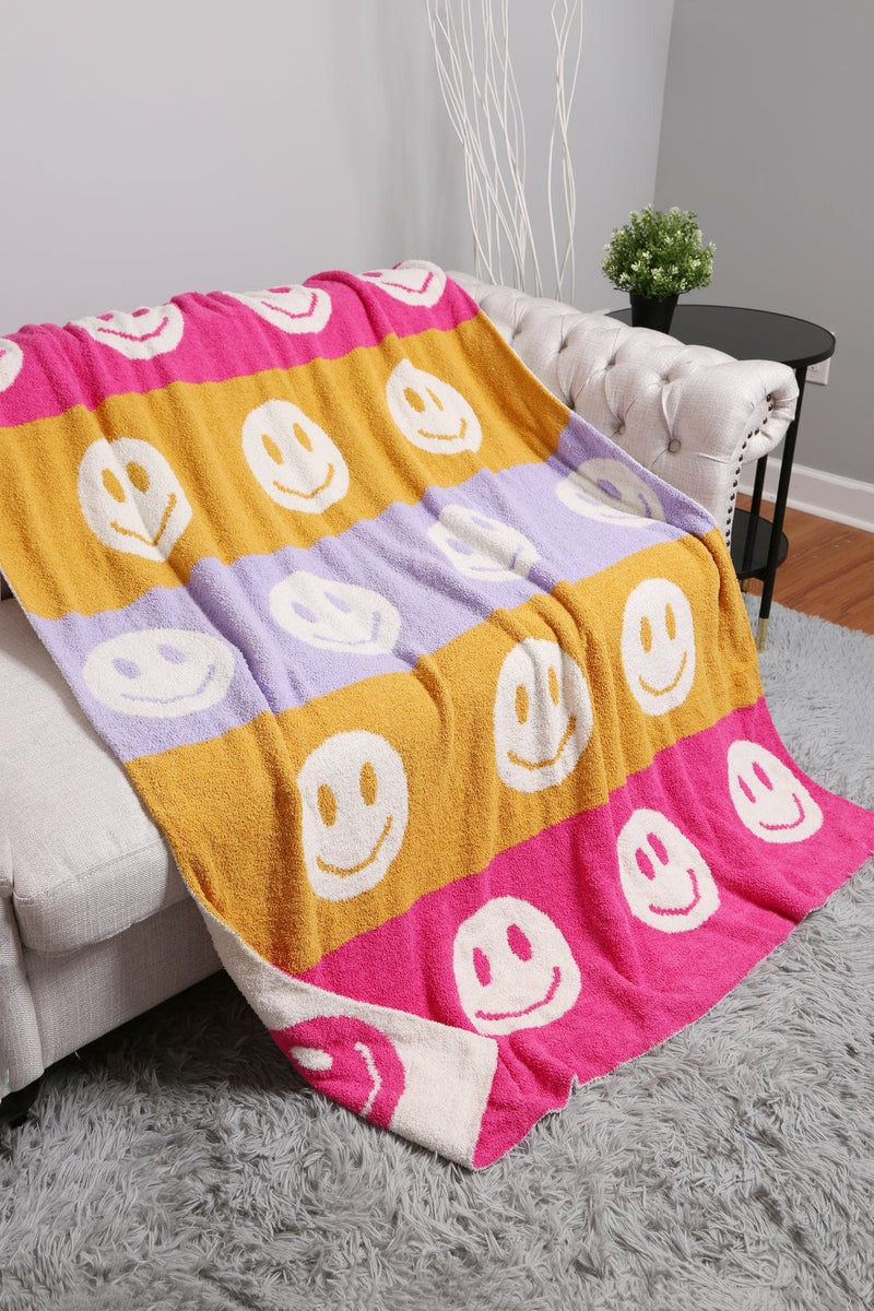 JCL6011 Superlux Multi Color Smiley Blanket - MiMi Wholesale