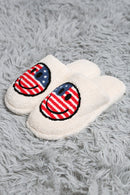 JCL6103 Super Lux American Flag Smiley Slippers - MiMi Wholesale