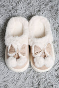 JCL6116 Superlux Faux Suede Fuzzy Bow and Pom Pom Slippers - MiMi Wholesale