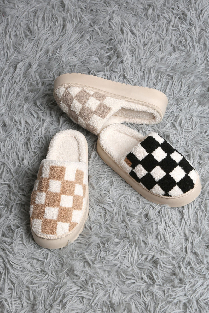 JCL6124 Super Lux Checker Platform Slippers - MiMi Wholesale