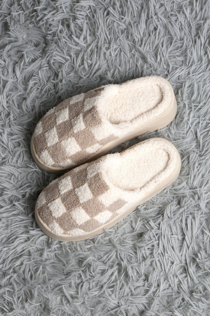 JCL6124 Super Lux Checker Platform Slippers - MiMi Wholesale