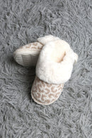 JCL6125 Super Lux Leopard Faux Fur Cuff Slippers - MiMi Wholesale