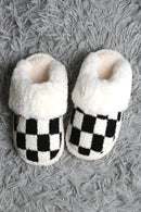 JCL6126 Super Lux Checker Faux Fur Cuff Slippers - MiMi Wholesale
