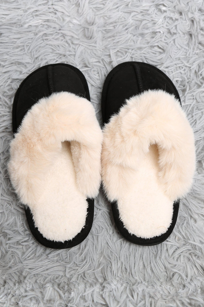 JCL6130 Faux Fur Suede All Day Mule Slippers - MiMi Wholesale