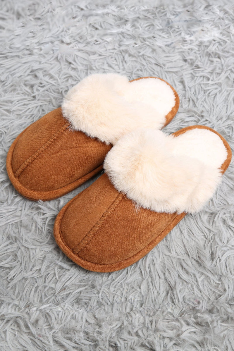 JCL6130 Faux Fur Suede All Day Mule Slippers - MiMi Wholesale