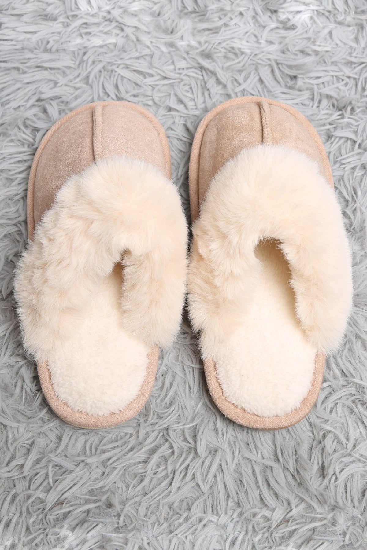 JCL6130 Faux Fur Suede All Day Mule Slippers - MiMi Wholesale