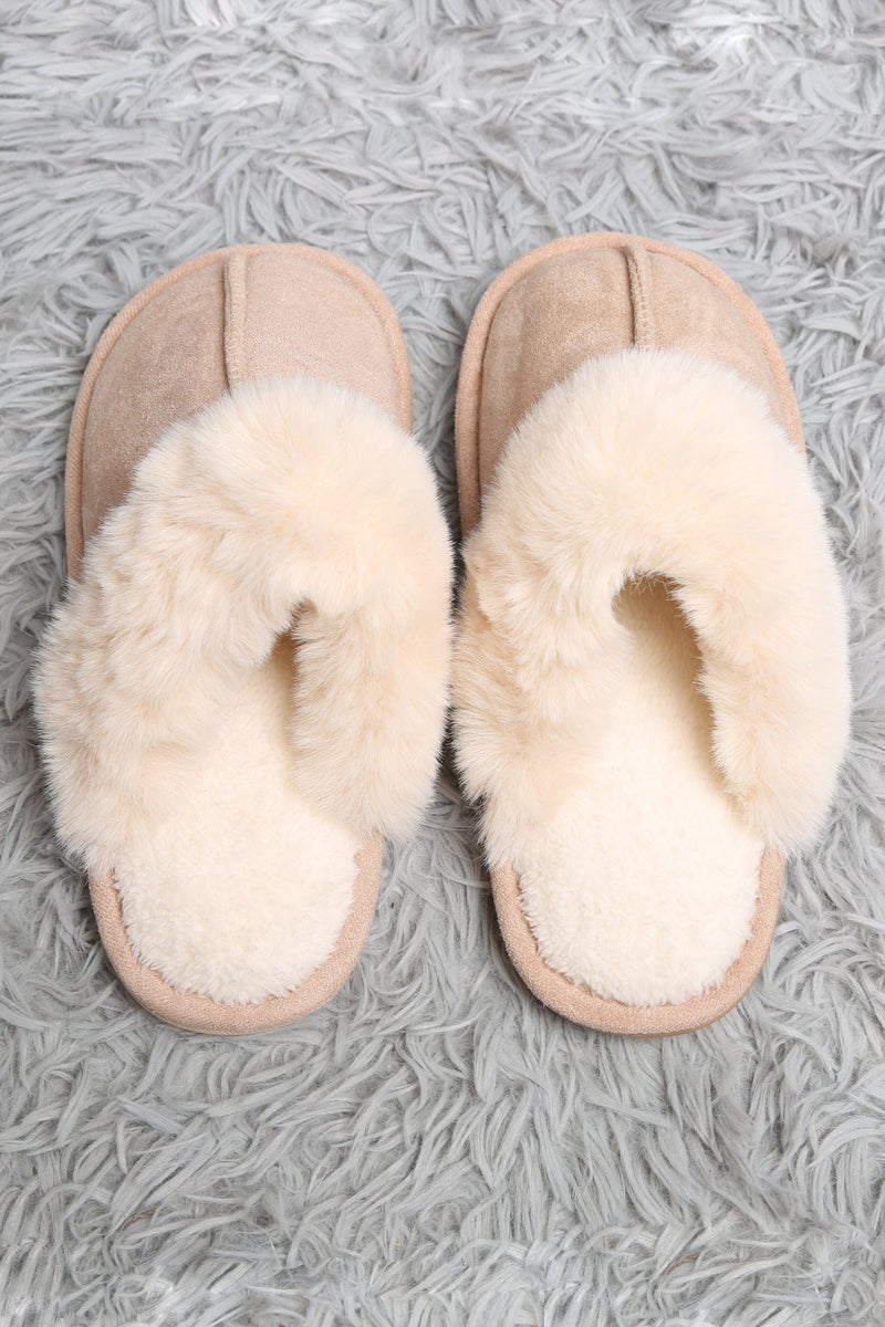 JCL6130 Faux Fur Suede All Day Mule Slippers - MiMi Wholesale