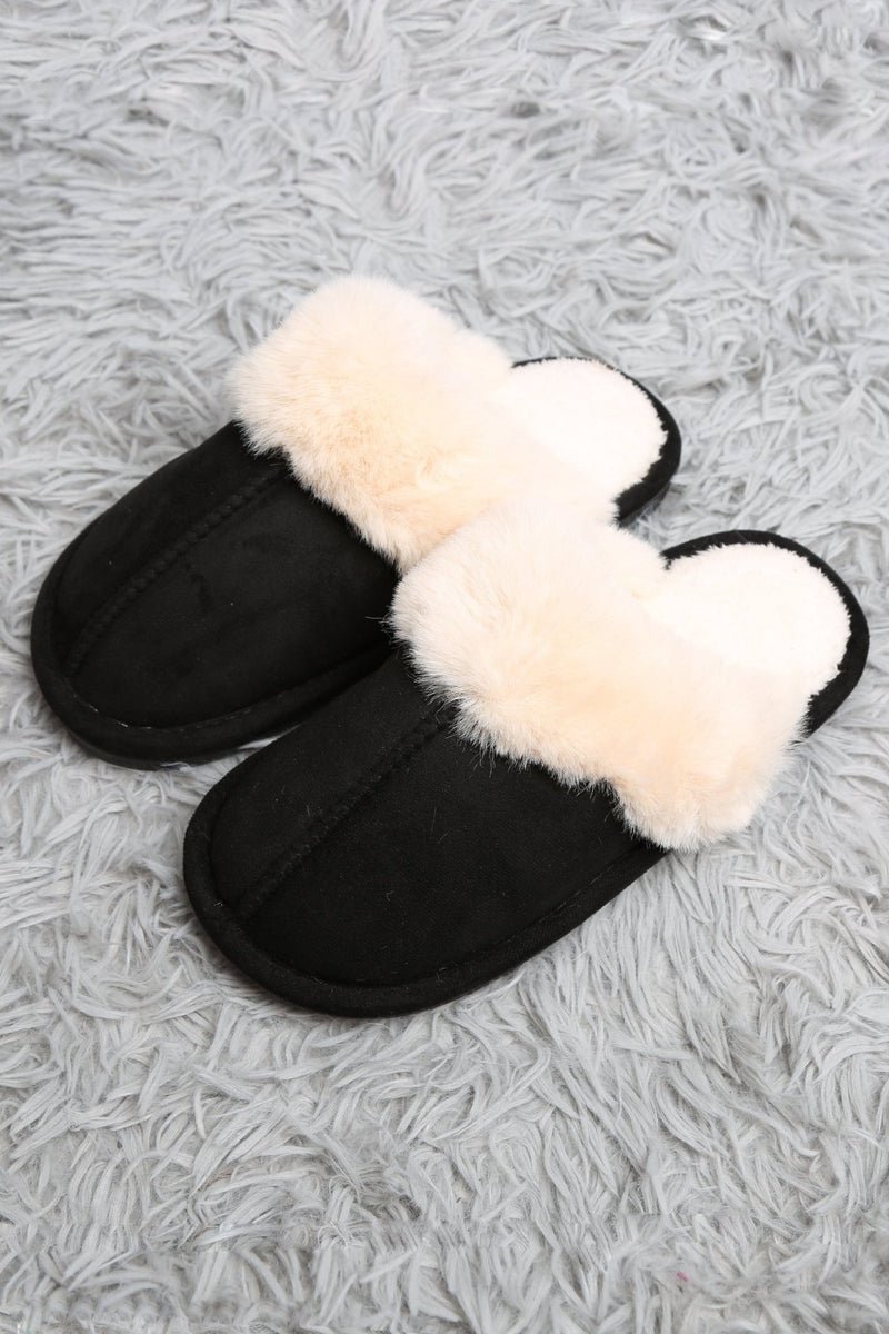 JCL6130 Faux Fur Suede All Day Mule Slippers - MiMi Wholesale