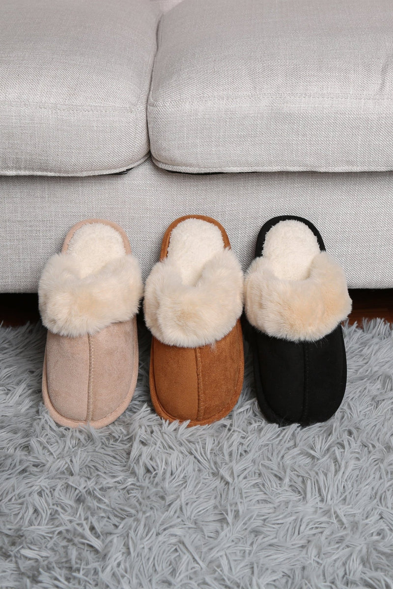 JCL6130 Faux Fur Suede All Day Mule Slippers - MiMi Wholesale