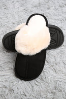 JCL6130 Faux Fur Suede All Day Mule Slippers - MiMi Wholesale