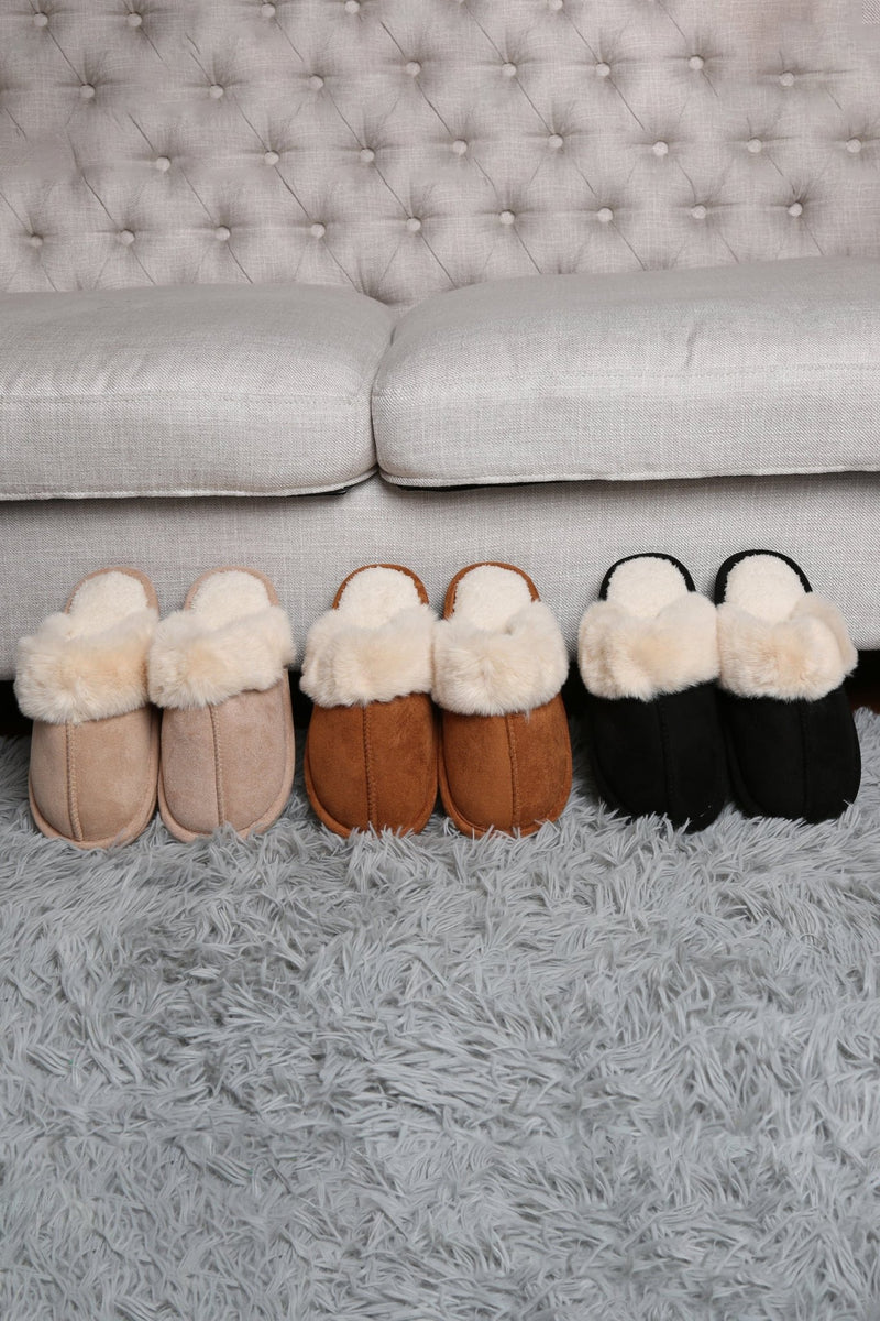 JCL6130 Faux Fur Suede All Day Mule Slippers - MiMi Wholesale