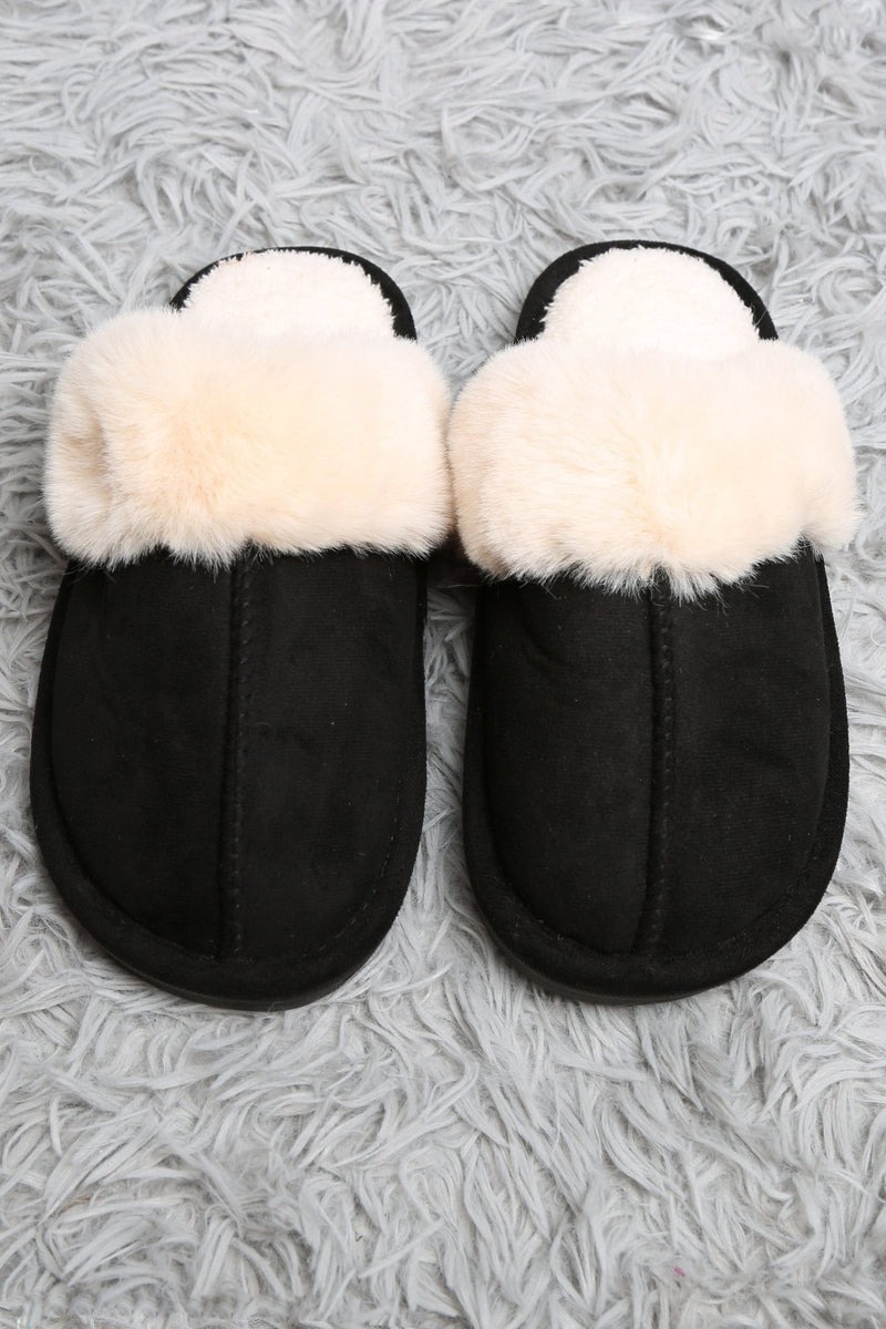 JCL6130 Faux Fur Suede All Day Mule Slippers - MiMi Wholesale