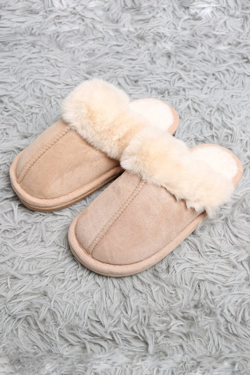 JCL6130 Faux Fur Suede All Day Mule Slippers - MiMi Wholesale