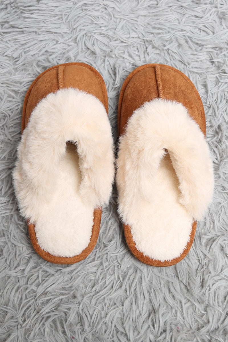 JCL6130 Faux Fur Suede All Day Mule Slippers - MiMi Wholesale