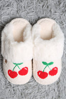 JCL6136 Super Lux Cherry Faux Fur Cuff Slippers - MiMi Wholesale