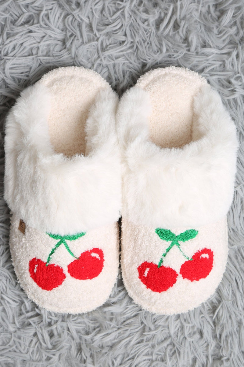 JCL6136 Super Lux Cherry Faux Fur Cuff Slippers - MiMi Wholesale