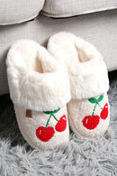 JCL6136 Super Lux Cherry Faux Fur Cuff Slippers - MiMi Wholesale