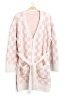 JCL6211 Super Lux Checkered Robe/Cardigan - MiMi Wholesale