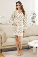 JCL6211 Super Lux Checkered Robe/Cardigan - MiMi Wholesale