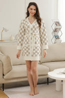 JCL6211 Super Lux Checkered Robe/Cardigan - MiMi Wholesale