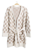 JCL6211 Super Lux Checkered Robe/Cardigan - MiMi Wholesale
