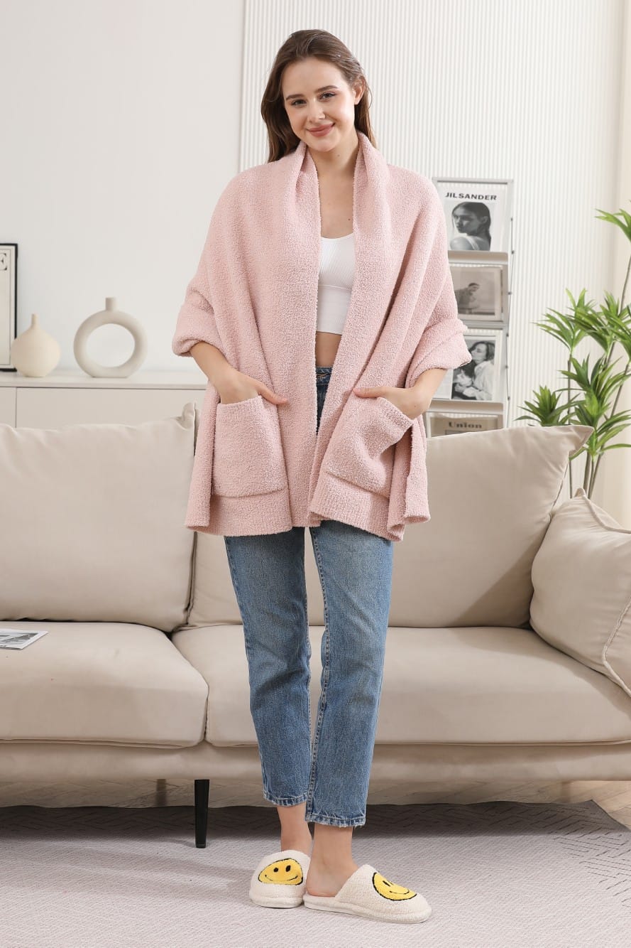 JCL6212 Open Shawl Cardigan with Pockets - MiMi Wholesale