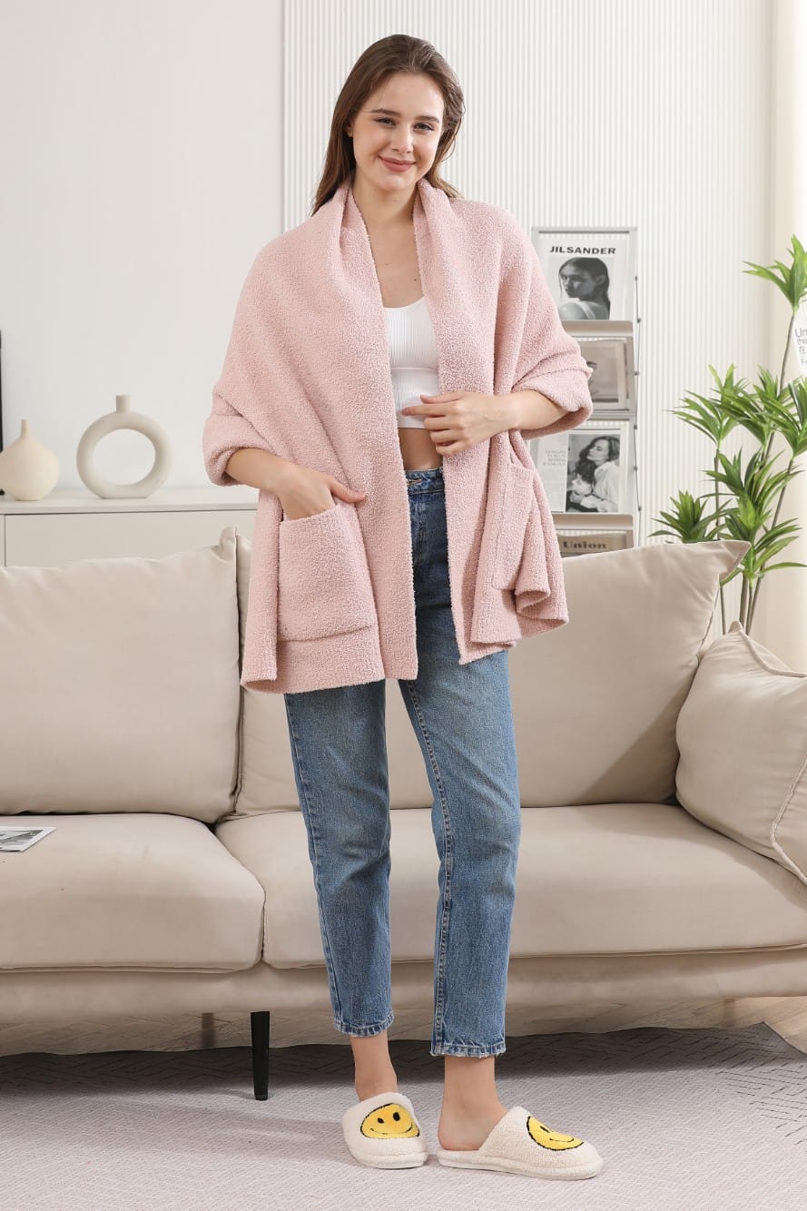 JCL6212 Open Shawl Cardigan with Pockets - MiMi Wholesale