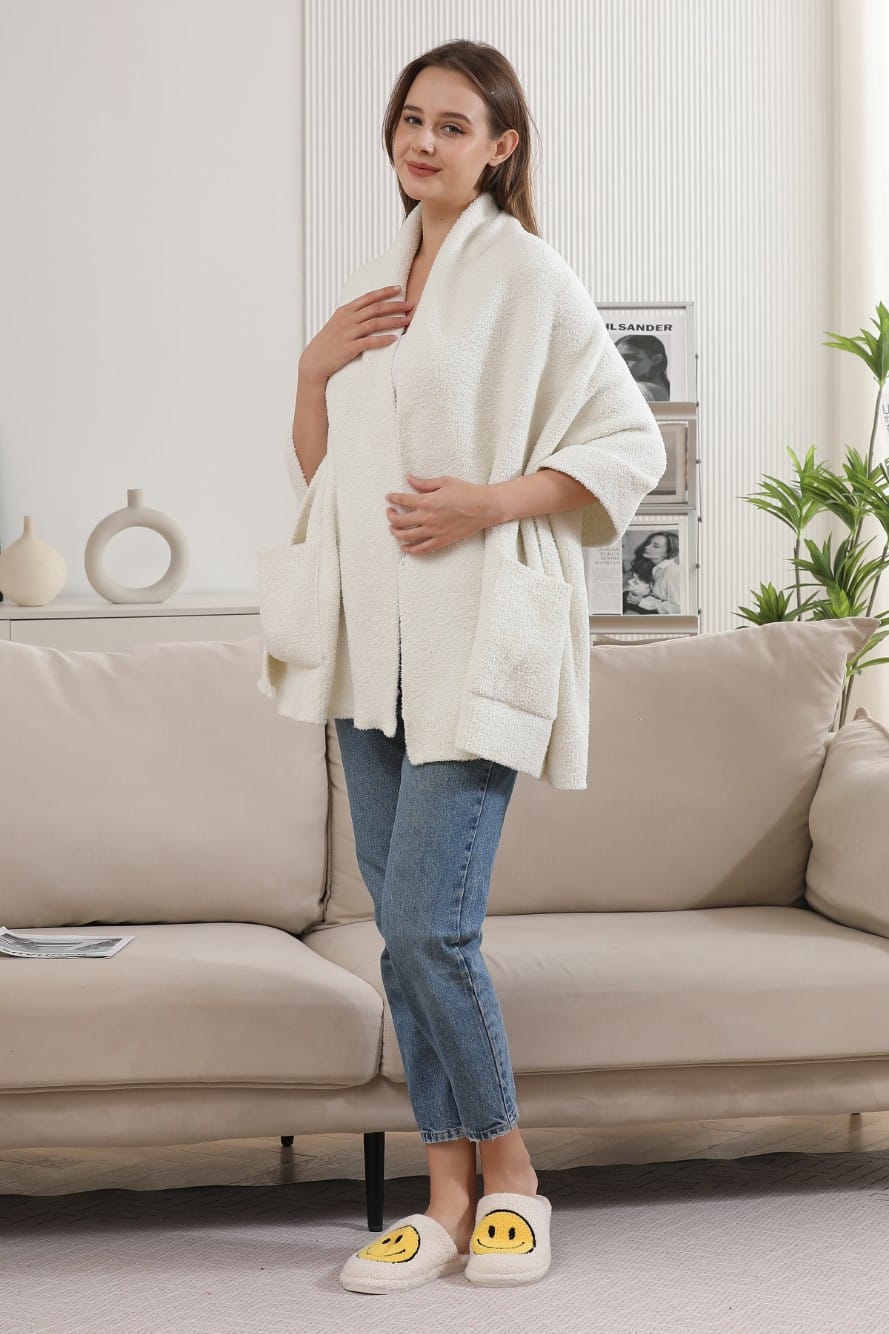JCL6212 Open Shawl Cardigan with Pockets - MiMi Wholesale